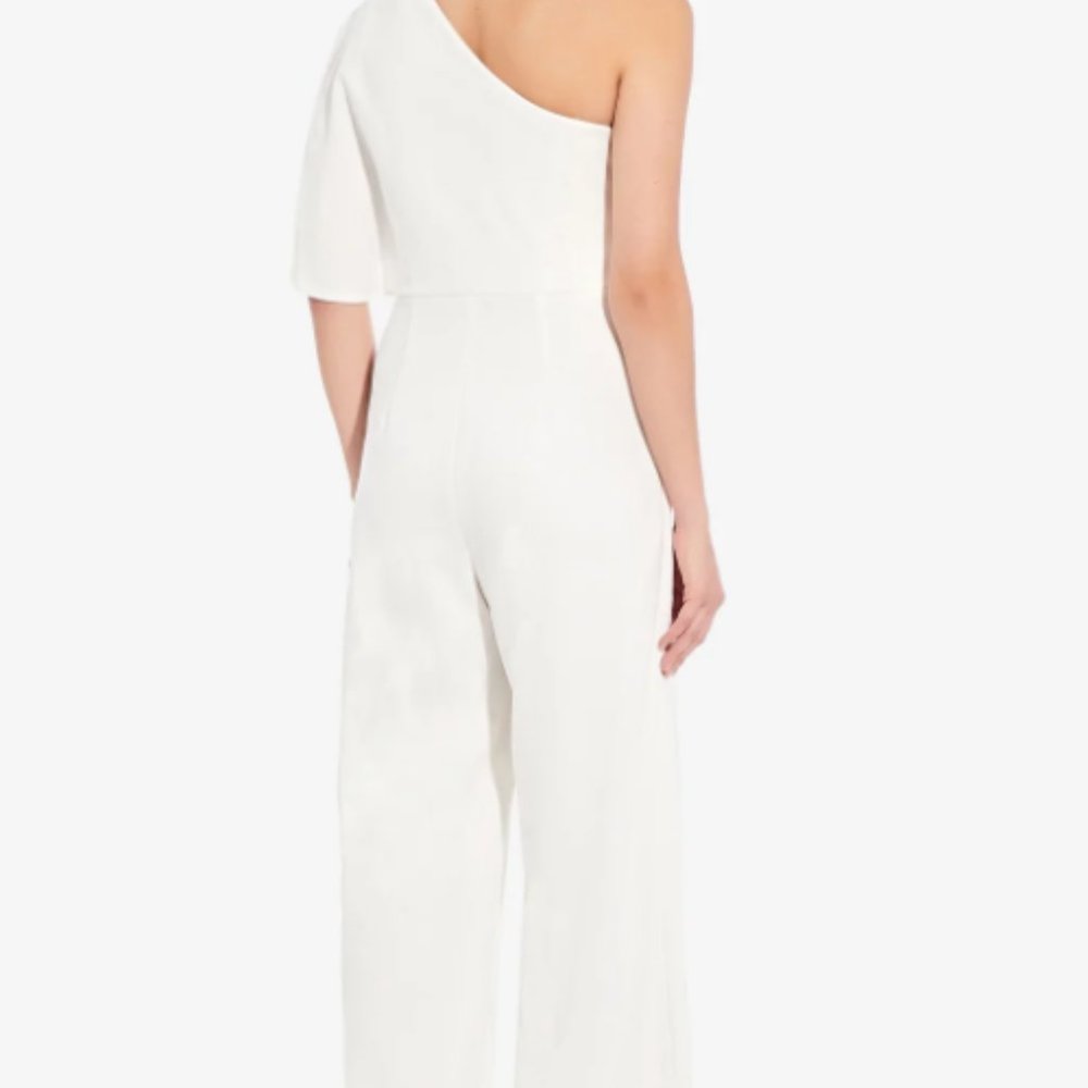Adrianna Papell Flutter One Shoulder Jumpsuit in Ivory Sz 12 NWT - Picture 2 of 8